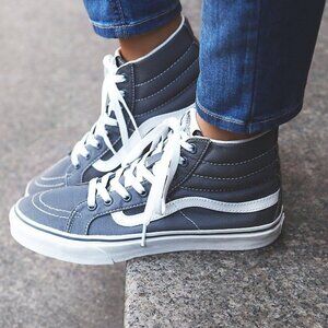Vans Sk8-Hi High Top Gray Canvas Sneakers Size 10.5